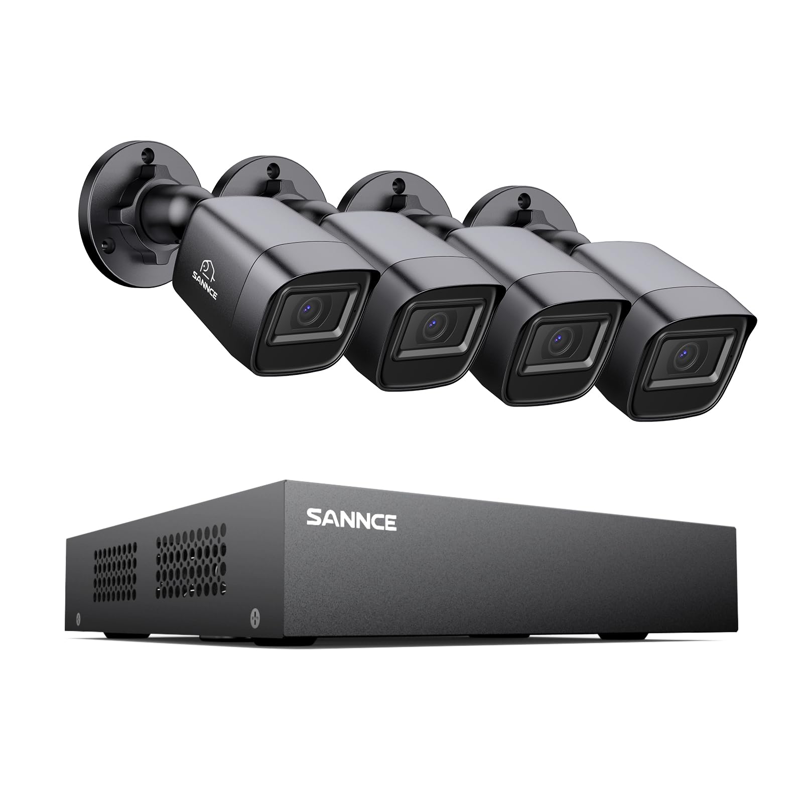 SANNCE 10 Channels CCTV Security Camera System 1080P, 8-CH Recording Playback & 2-CH 5MP IP Cam Digital Video Recorder, 4x Outdoor Surveillance Cameras, NO HDD