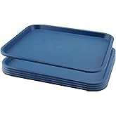 MAHIONG 5 Pack 14x10 Inch Blue Fast Food Tray, Large Rectangular Restaurant Serving Trays, Plastic Cafeteria Trays School Lunch Trays