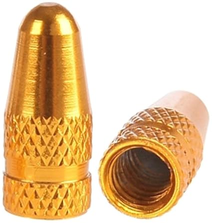 PRESKIN 2 er Set Presta Gold Fahrrad-Ventilkappen aus Aluminium eloxiert, Valve Caps für französische Ventile