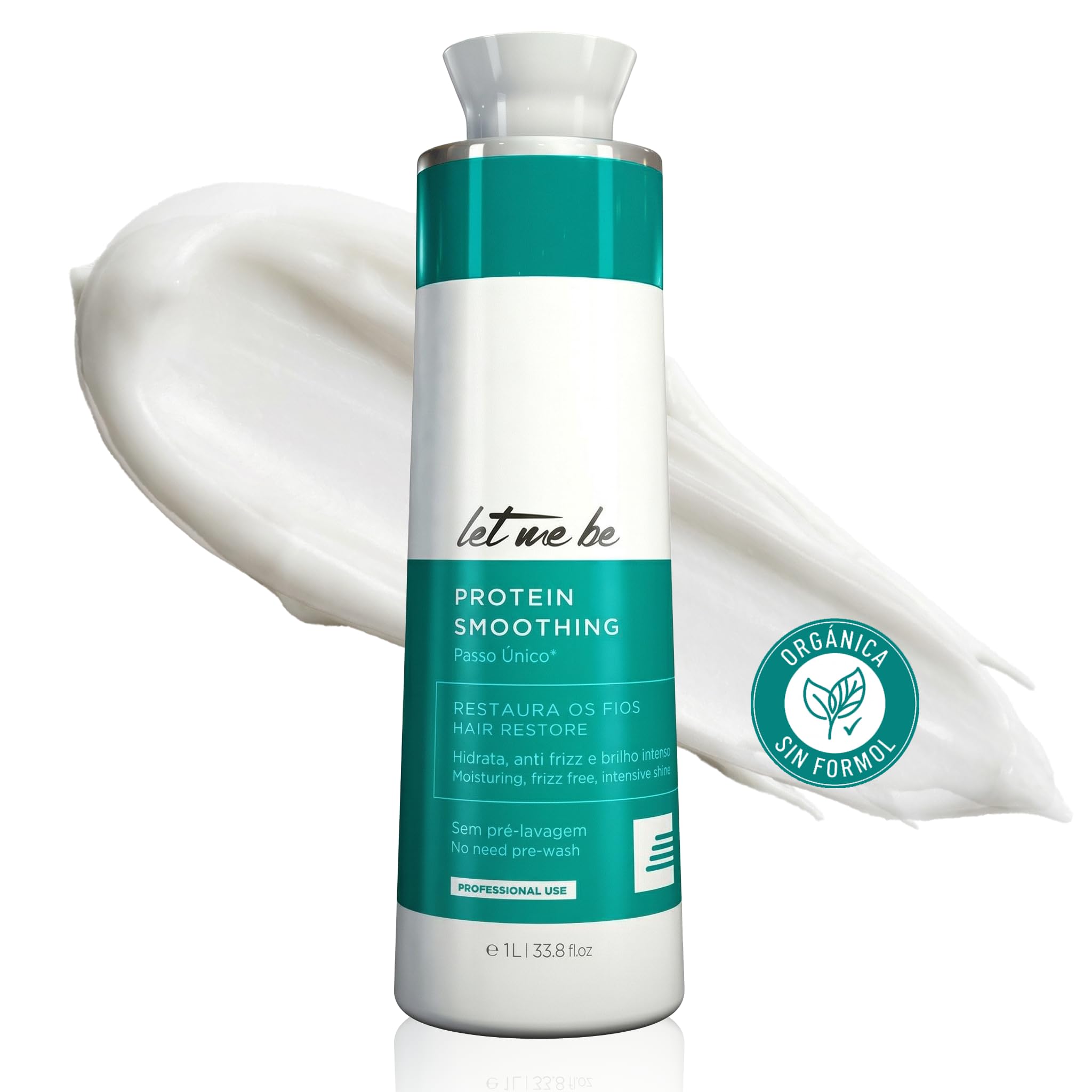 Let Me Be - Protein Smoothing, Alisado Brasileño expert en un solo paso, Profesional en casa, Larga duración con Keratina, 100% Cabello Liso, Orgánico y Sin Formol (1L)