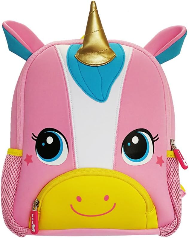 NOHOO Unicorn Toddler Backpack for Little Kids Water Resistance Kindergarten Preschool Bags Neoprene Children Schoolbag Cute Animal Cartoon Backpacks for Girls