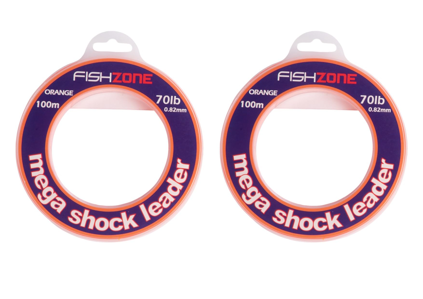 FISHZONE - 2 x MEGA SHOCK LEADER 100m Spools Marine Grade Hi-Viz ORANGE Sea Fishing Line - 70lb - High Abrasion & Low Stretch - For Shock Leader & Rig Body