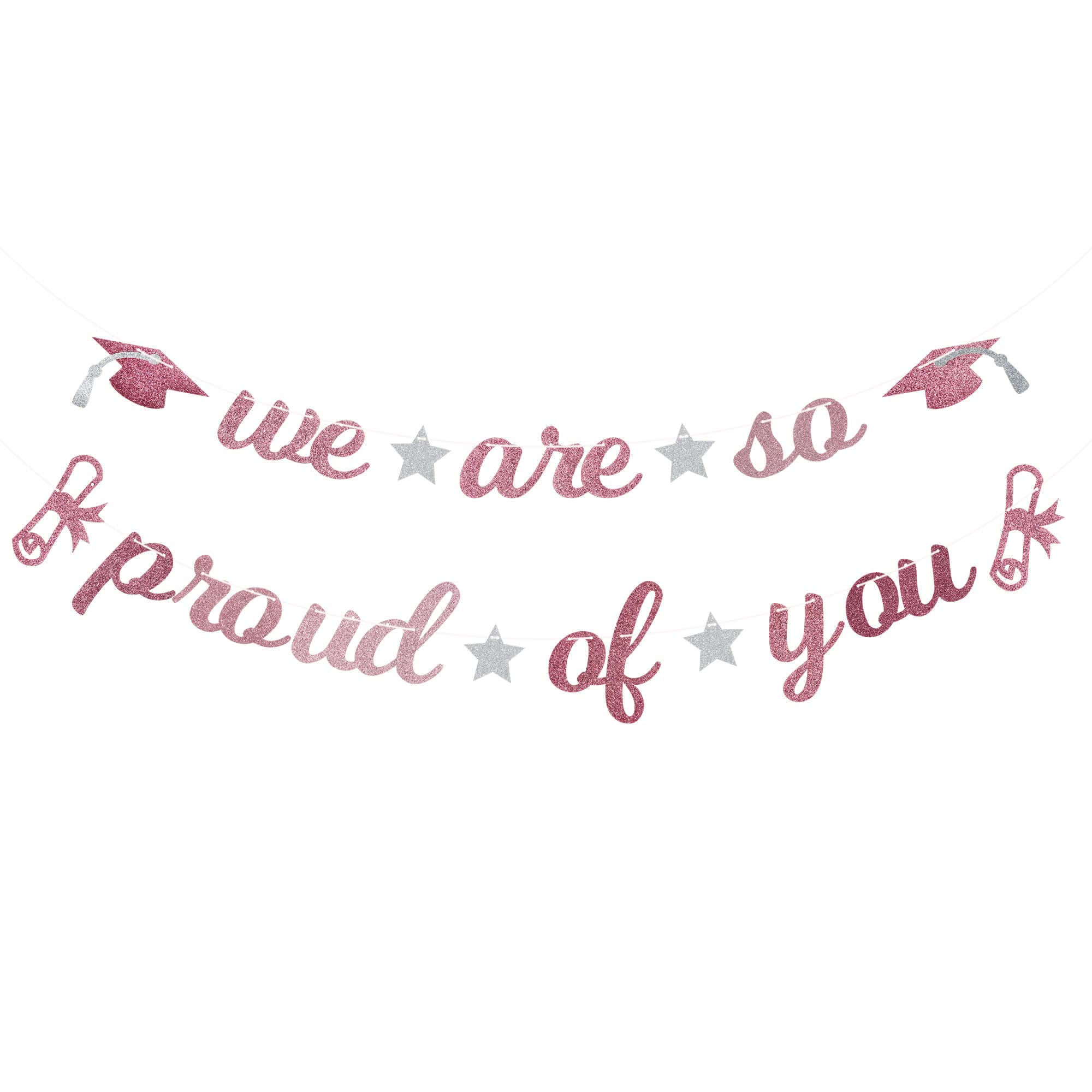 Pargleev Glitter We Are So Proud of You Banner 2025 Graduation Congratulations Party Decorations Rose Gold