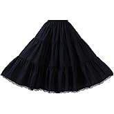 BEAUTELICATE Women 100% Cotton Skirt 3 Tiered A-Line Retro Medieval Skirt