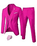 YND Men's Slim Fit 3 Piece Suit Set, One Button