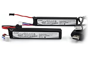 elxjar (2-Pack) 11.1V 2000mAh Lipo Airsoft Battery Replacement with USB Balance Charger for Airsoft Guns, Rifles with 3S+SM-2P Connector, 452096 Airsoft Batteries