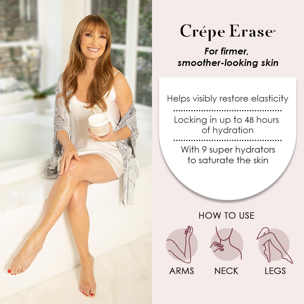 BODY FIRM Crepe Erase 2-Step Advanced Treatment, Anti-Aging Skin Care, Firming Moisturizer Cream + Body Exfoliating Pre-Treatment, Supports Wrinkle, Crepe Skin, Collagen
