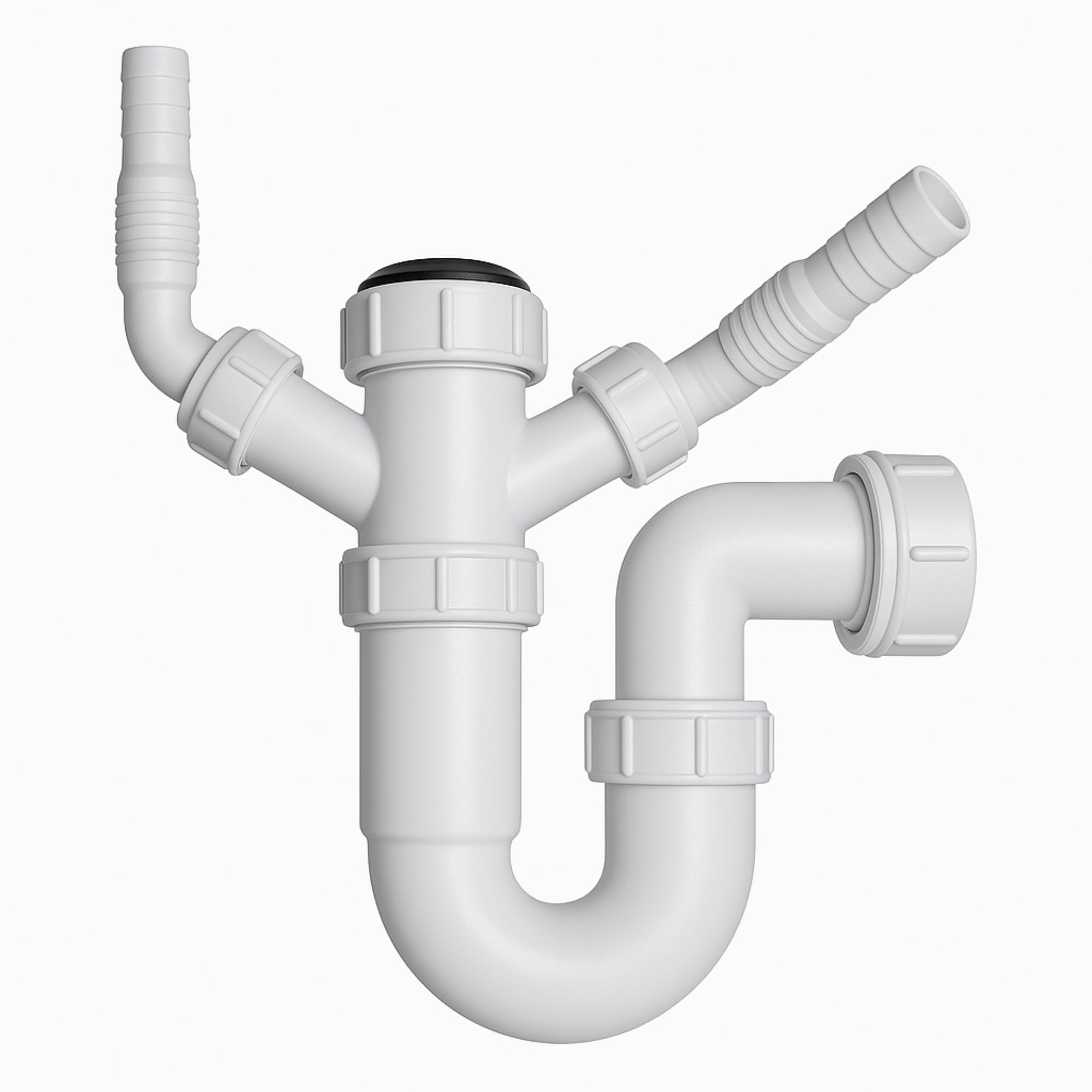 Hulthor Washing Machine Waste Trap – Single or Double Outlet Options – 1.5" Inlet Trap for Washing Machine, Dishwasher, or Kitchen Sink Waste Connection – Easy Fit Compression Joint (Double Outlet)