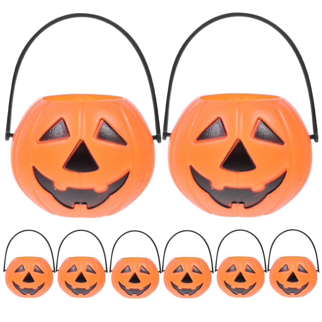 Photo 1 of 8pcs Halloween Pumpkin Trick Treat Buckets Portable Candy Pail Holder Desktop Candlestick Candle Holder Halloween Party Supplies Kids