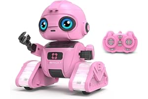 DZXLIN Robot Toys for Boys and Girls, Rechargeable Remote Control Robot with Auto-Demonstration, Light Projection, Dance Moves, Music, and Gesture Sensing –Toy Robot Gifts for 3,4,5,6 year old Girls (Pink)