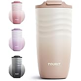 TOURIT 16 oz Travel Coffee Mug, Insulated Stainless Steel Travel Mug with Lid, Leak-Proof Double-Wall Vacuum Tumbler, Reusable Coffee Cup - Khaki