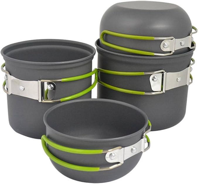 candora 4 Outdoor tragbare Kochgeschirr Topf Eloxiert Aluminium Schüssel Camping Utensilien ...