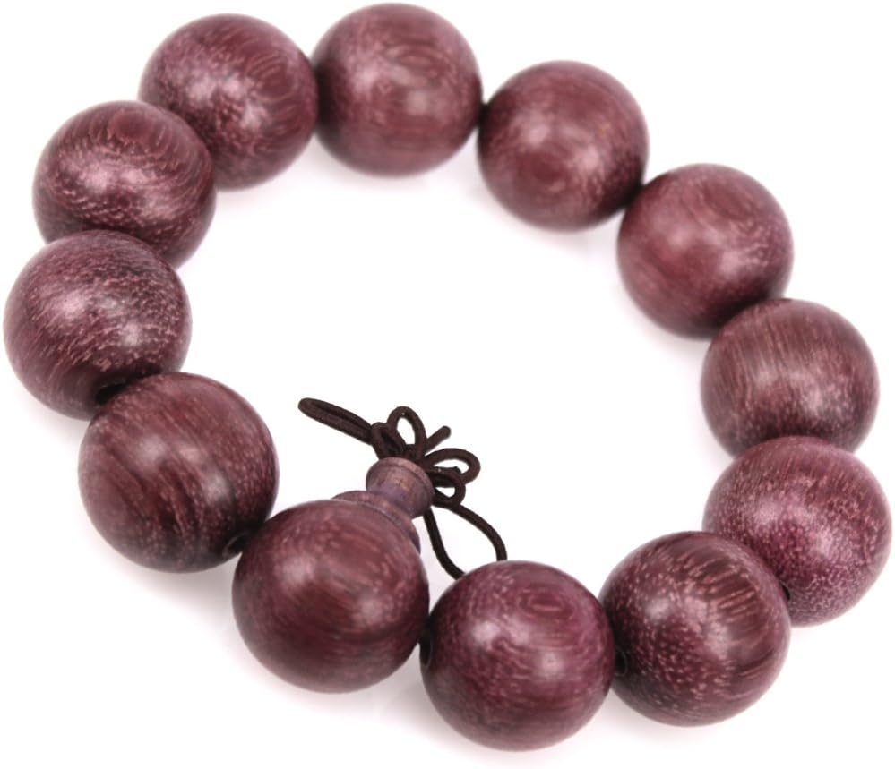 GUOXTIANG Brand 20mm Men's Fashion Rose Pterocarpus Indicus Wood Bracelet Paryer Mala Adjustable Elastic Chinese Knot (20 Millimeters)