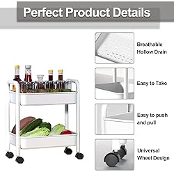 2-Tier Utility Rolling Cart Storage Organizer Sofa