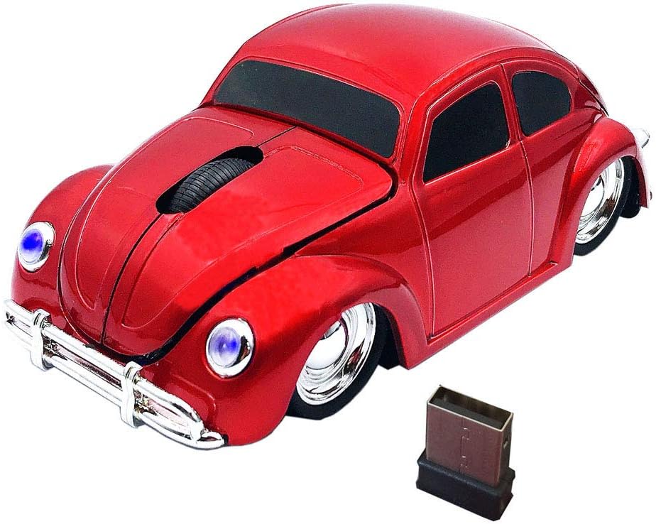 Jinfili for VW Beetle 1967 Classical Style Car Wireless Mouse Ergonomic Game Computer Mice for Desktop Laptop PC