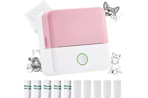 ALUKIKI Mini Printer, Portable Thermal Printer, Sticker Printer Wireless Printer Inkless, Bluetooth Pocket Photo Printer Label Maker for Journal, Photo, Notes, Memo, Lists, Scrapbook, Kids Women Girls Gift