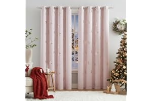 Jubilantex Pink and Gold Butterfly Blackout Curtains 84" Length for Baby Girls Nursery Bedroom and Living Room,80% Blackout Window Treatment,Grommet Top,2 Panels,Lavender Pink