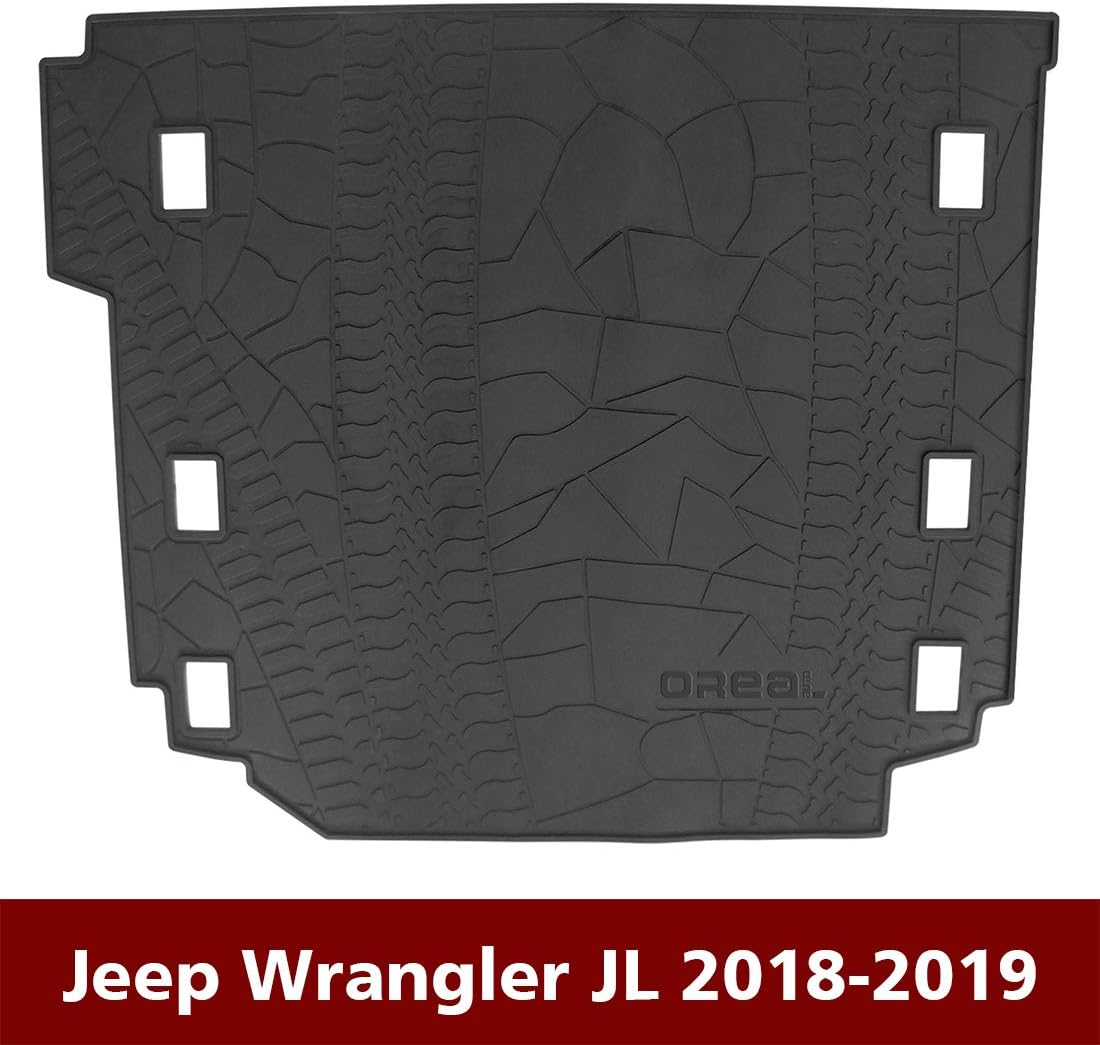 OREALTECH All Weather Waterproof Black Rear Trunk Protection Boot Mat Heavy Duty Cargo Tray Liner Car Storage Pad Carpet Latex for Jeep Wrangler JL 2018 2019 - Image 3