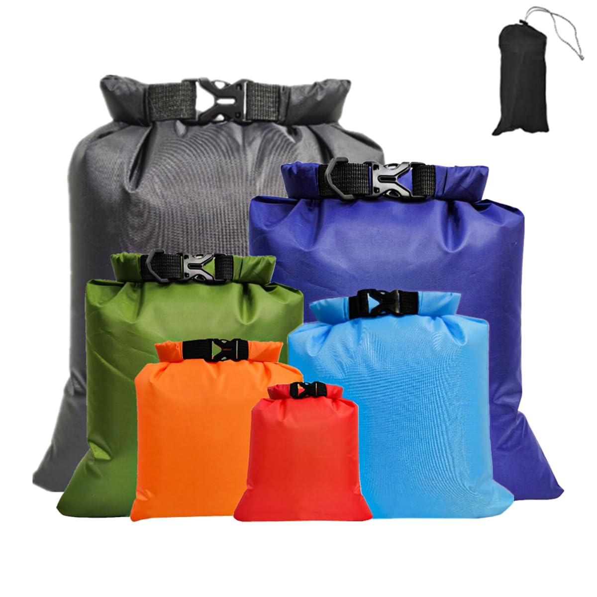 NUZAMAS 6Pcs Waterproof Dry Bags Outdoor Backpack Wet Dry Bags Dry Bag Lightweight Dry Sack for Kayaking Rafting Boating Camping (1.5L 2.5L 3L 3.5L 5L 8L)