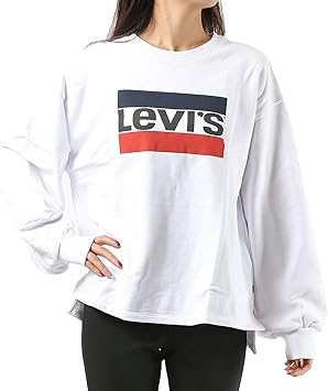 Amazon Co Jp Levis リーバイス レディース トレーナー 長袖 トップス 春 秋 冬 カジュアル ロゴ ストリート グレー 白 ホワイト 575 0000 S スポーツ アウトドア