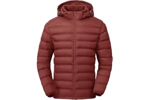 TBMPOY Men's Lightweight Puffer Jackets Detachable Hood Water-Resistant Casual Winter Coat Hooded Insulated for Travel Ski