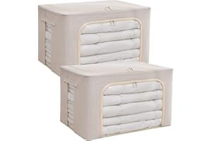 2PCS Sweater Storage Bags 22L Foldable Sweater Bags Moth Proof with Viewing Window ＆ Handle Stackable Clothes Storage Bag for