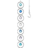 HDCRYSTALGIFTS 20.5'' Crystal Wind Spinners Outdoor Sun Catchers, Rainbow Gazing Ball Suncatcher for Window Hanging, Glass Crystals for Indoor Garden Patio Decoration, Blue