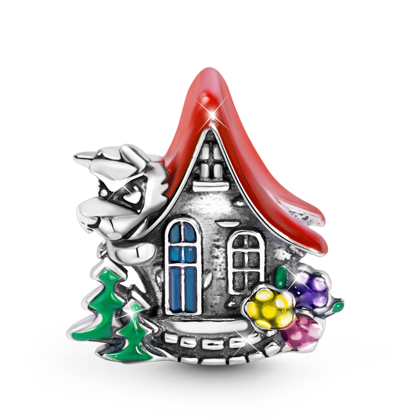 GNOCE Fairy Tale House Charm Bead Sterling Silver Charm Fit Bracelet/Necklace for Women Girls Wife Daughter