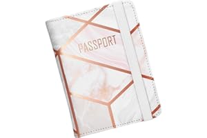 NACUWA Passport Holder Cover, [Updated Version] Leather RFID Blocking Travel Wallet Case for Men & Women (Marble)
