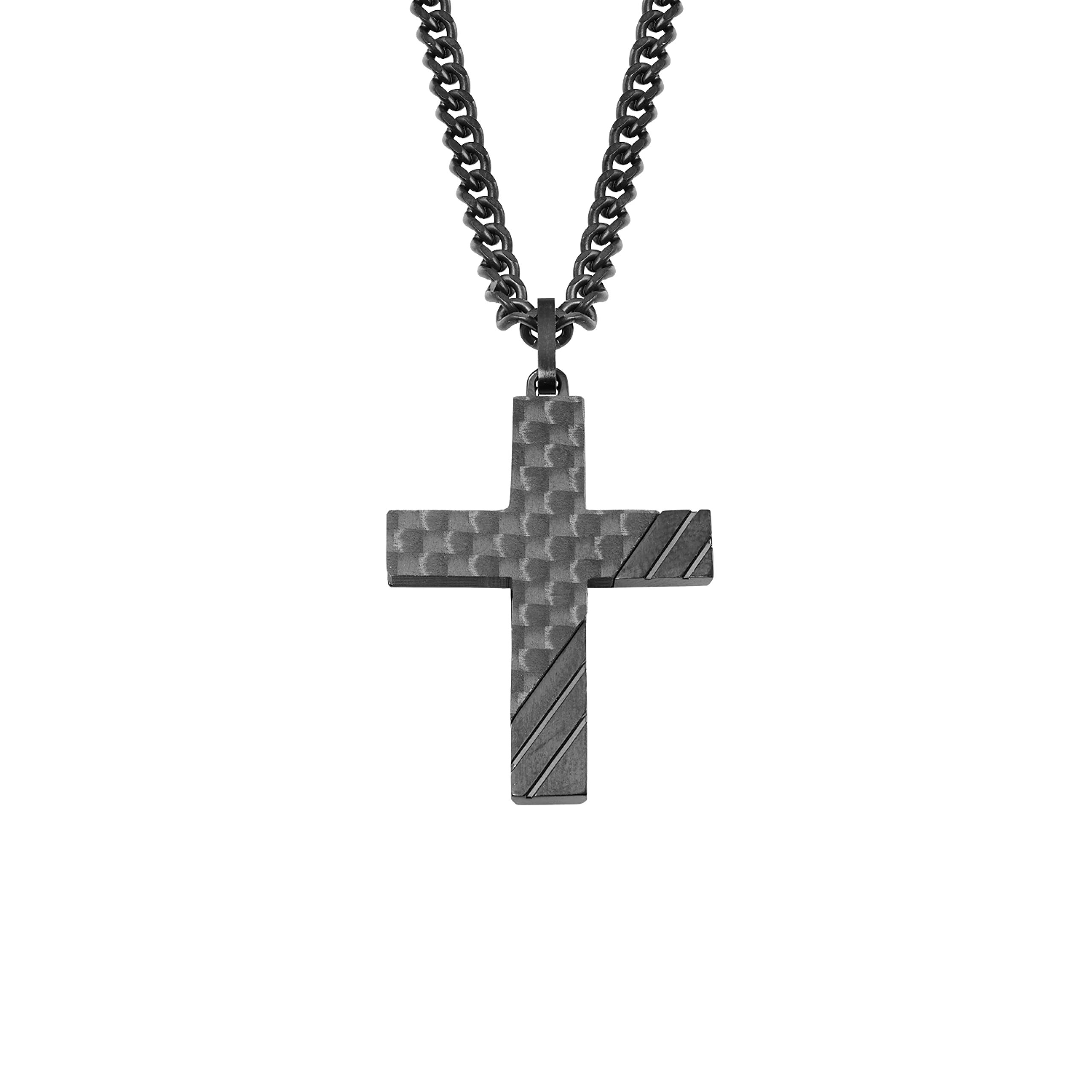 s.Oliver Chain with pendant Carbon Men Sets, 50 cm, Black, Cross, Comes in jewelry gift box, 2022635 โ image 1