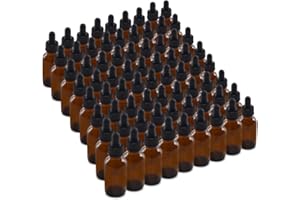 The Bottle Depot - 72 Pack - 1 oz Glass Bottle with Dropper - Clear Amber - 20-400 Neck Finish - Boston Round Bottles - UV Rays Protection