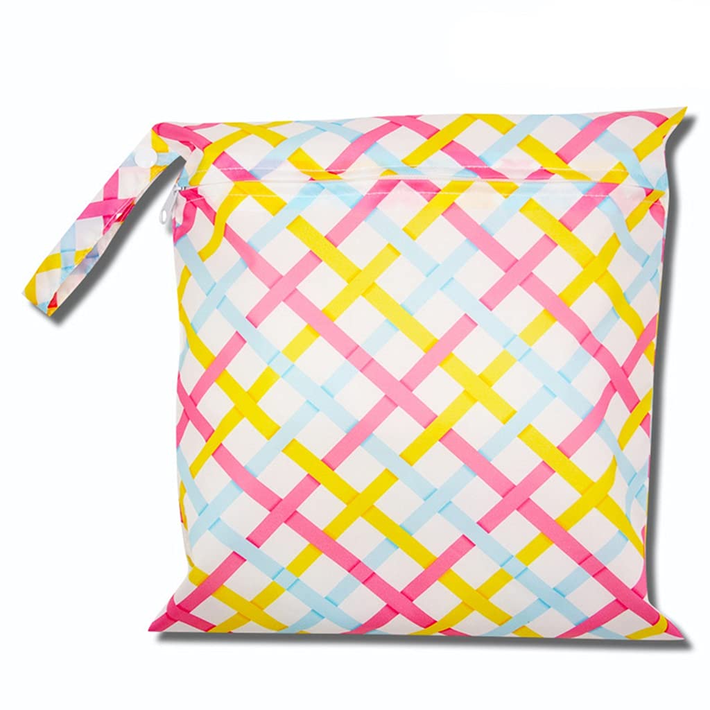 Egurs Waterproof Reusable Wet Bag Nappy Bag Colour Grid M = 30 x 28 cm