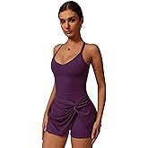 ABOCIW Women Tennis Dress with Built-in Bra and Shorts V Neck Twist Front Athletic Dress Backless Workout Golf Dresses