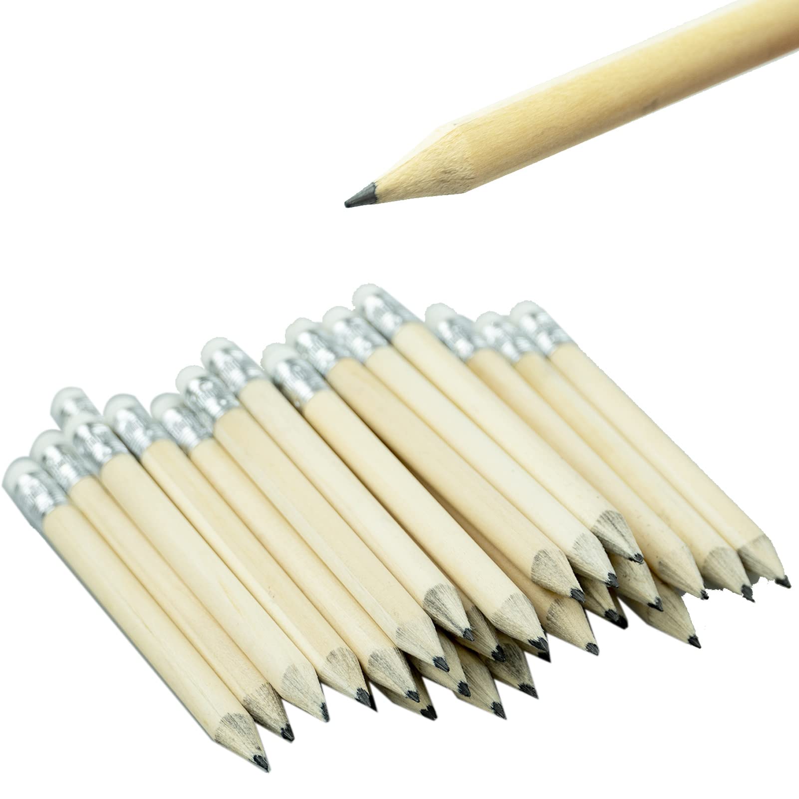 40 Pieces Half Mini Pencils with Rubbers for Writing Drawing