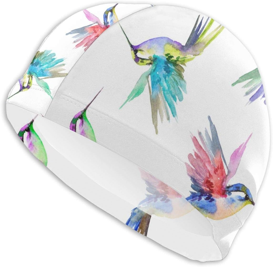 Lanswim Swim Cap for Women/Men，Waterproof Hair Swimming Caps Special Printed Adults Comfortable Fit Swimming Cap for Hummingbird Watercolor : Sports & Outdoors