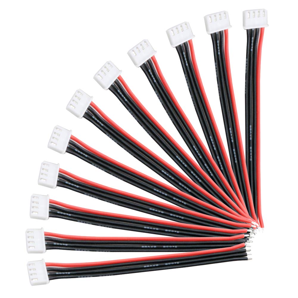 YIXISI 10 PCS JST-XH 3S Balance Extension Cable Lead Wire, JST-XH Connector Plug Lead Cable with 15cm 22awg Silicone Cord