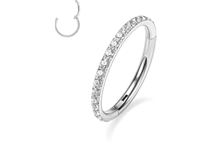 GAGABODY 20G 18G 16G 14G 6mm-12mm 316L Surgical Steel Piercing Jewelry Hinged Seamless Earrings Clicker Hoop Piercing Rings for Cartilage Helix Rook Septum Daith Tragus Lobe CZ/Opal/Shell/Turquoise