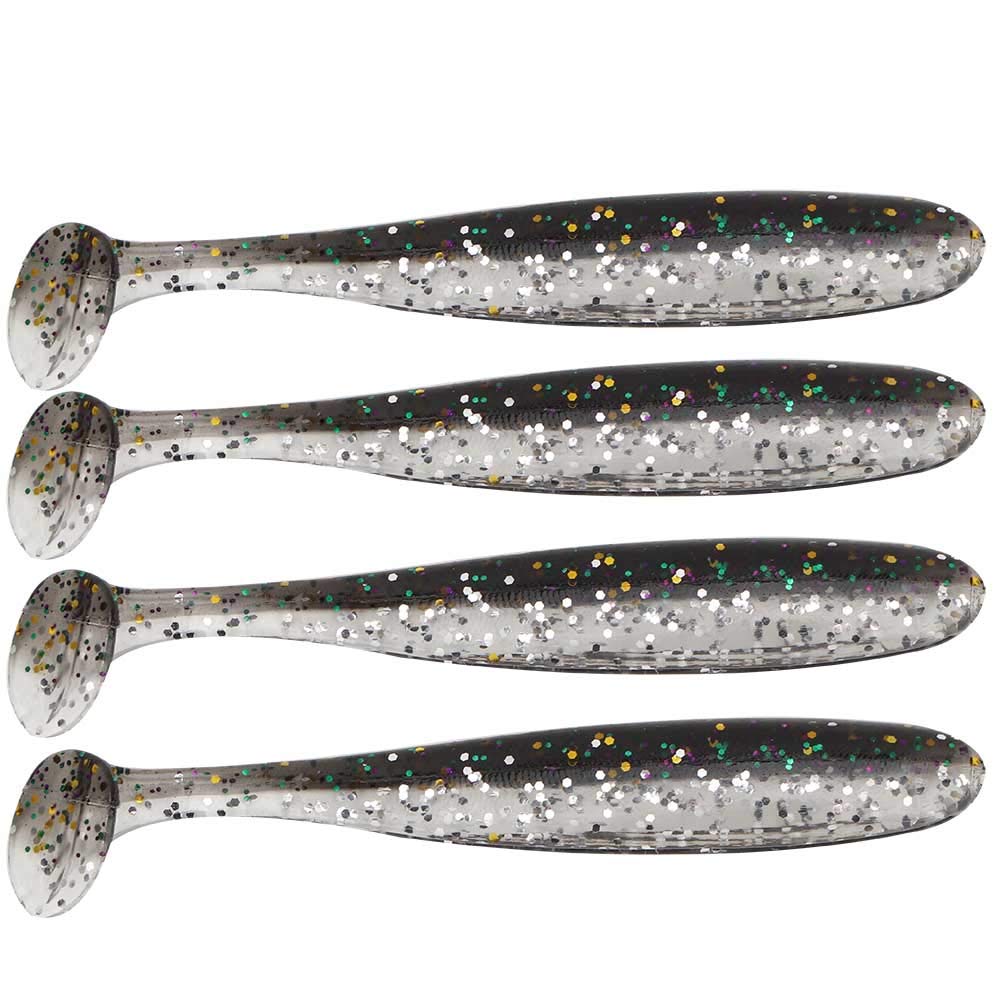 20 PCS Fishing Soft Lure 7.5cm/2g Plastic T Tail Bait Artificial Worm Swimbait for Bass Trout Walleye Fishing Accessory(Black)