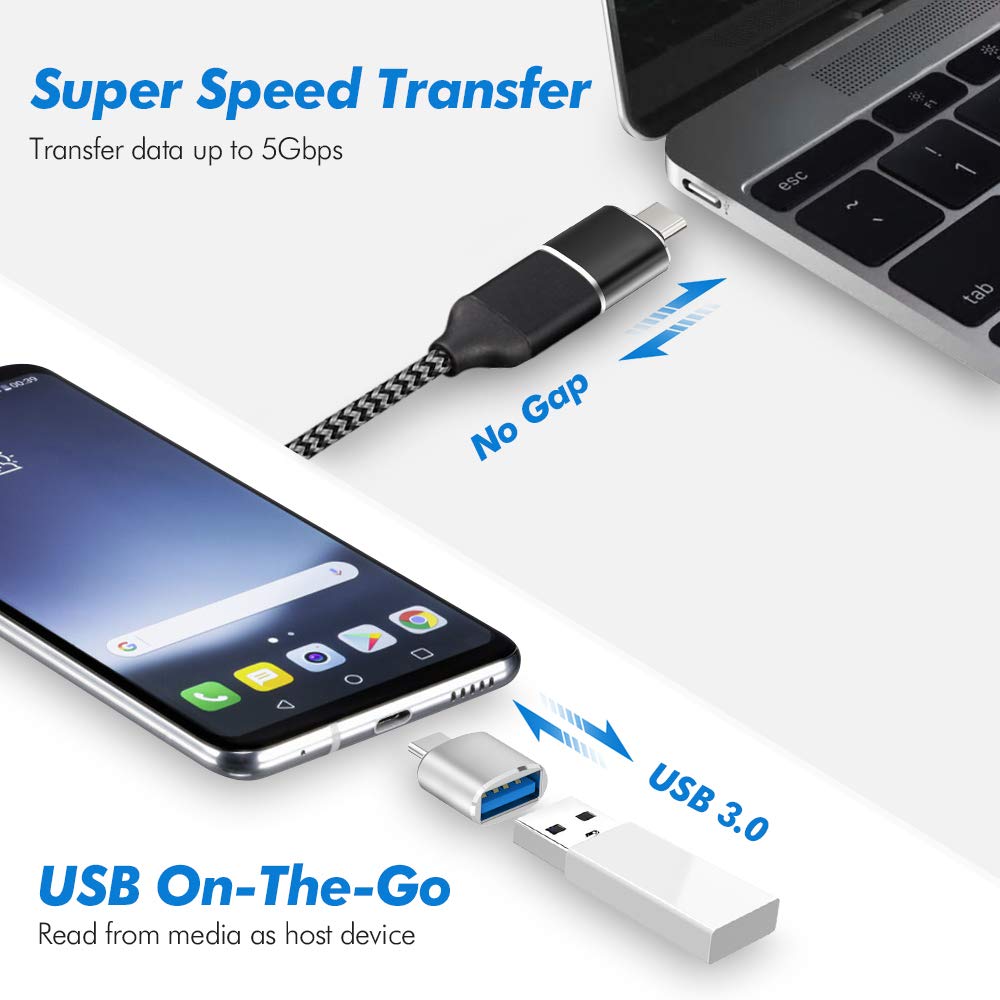 EVISTR USB C to USB 3.0 Adapter - 3 Pack Type C OTG Adapter Convert Connector Compatible with MacBook Pro 2018, Google Chromebook, Samsung S10 S9 S8, S8+, Nintendo Switch and More Type C Port Devices