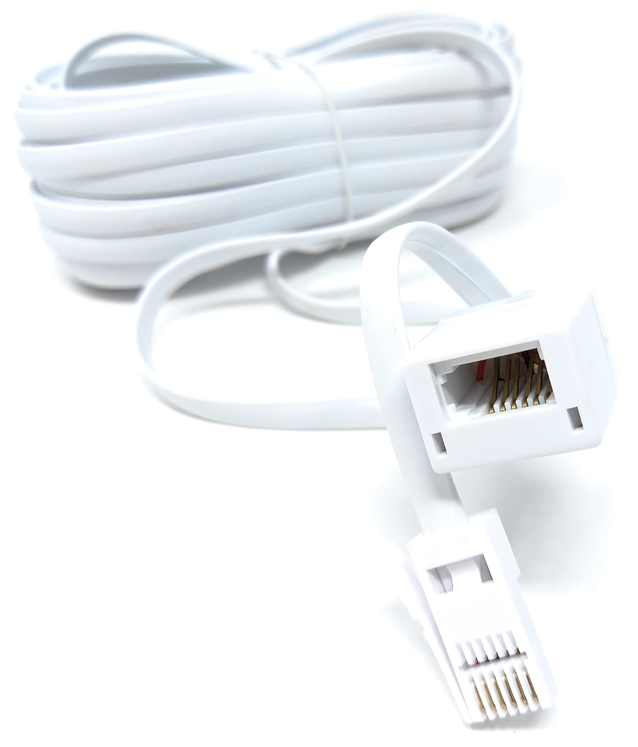 DRUT 10m BT Telephone Extension Cable Lead Wire, 6-pin Core (631a) BT Male to BT Female, Jack to Socket, Flat Cable for Home Office Phone