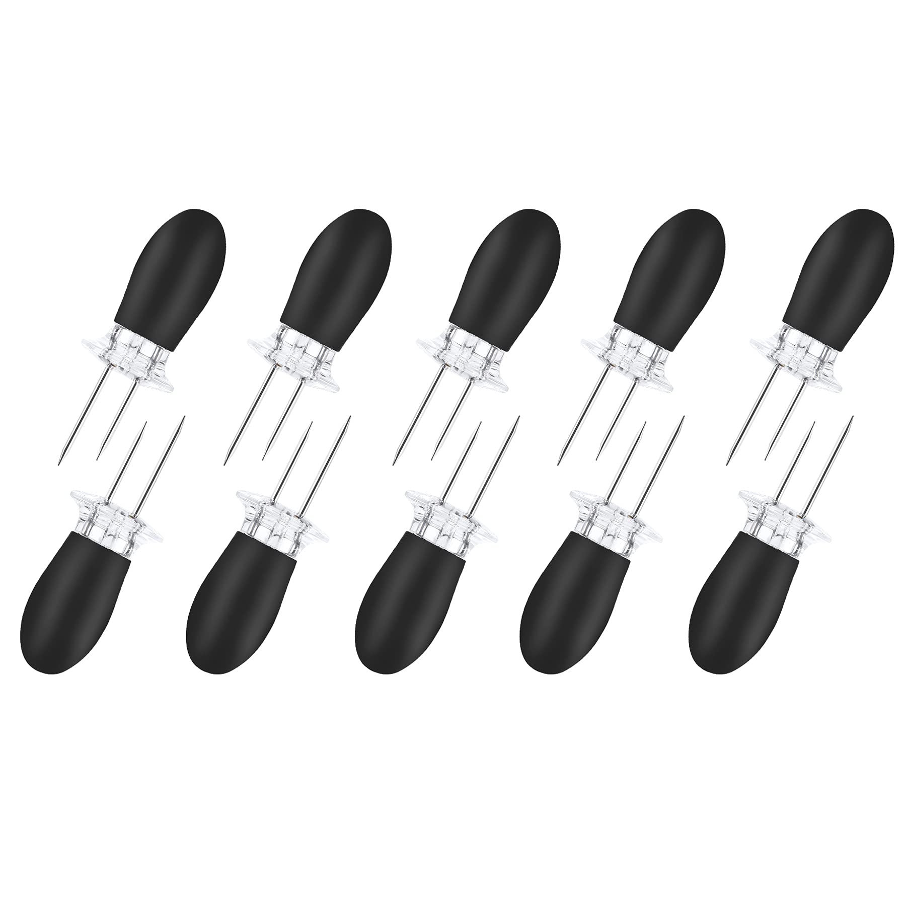 10Pcs/5Paris Corn Holders Corn on the Cob Stainless Steel Corn Cob Holders BBQ Fork Skewers for Home Cooking Camping Parties (Black)