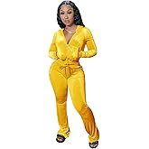 yidengymx Womens 2 Piece Velour Tracksuit Two Piece Outfits for Women Long Sleeve Zip Up Crop Tops Sweatpants Sets Pockets