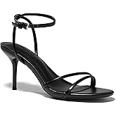Coutgo Womens Strappy High Heels Open Almond Toe Dress Shoes Ankle Strap Summer Heeled Sandals