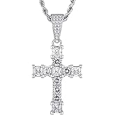 STARCHENIE Men's Cross Necklace Brass Gold Plating Pendant Cubic Zirconia Crucifix Jewelry 24'' Rope Chain