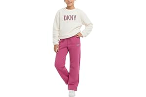 DKNY Girls Tracksuit Set - 2 Piece Cozy Soft Sherpa Fur Pullover Hoodie and Cargo Joggers Sweatpants Girls Sweatsuit Set