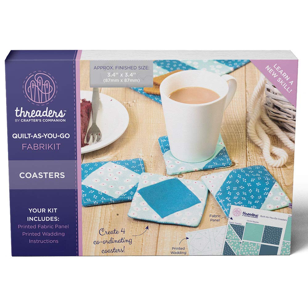 Threaders Quilt-As-You-Go Fabrikit-Coasters, Fabric, Multi, One Size