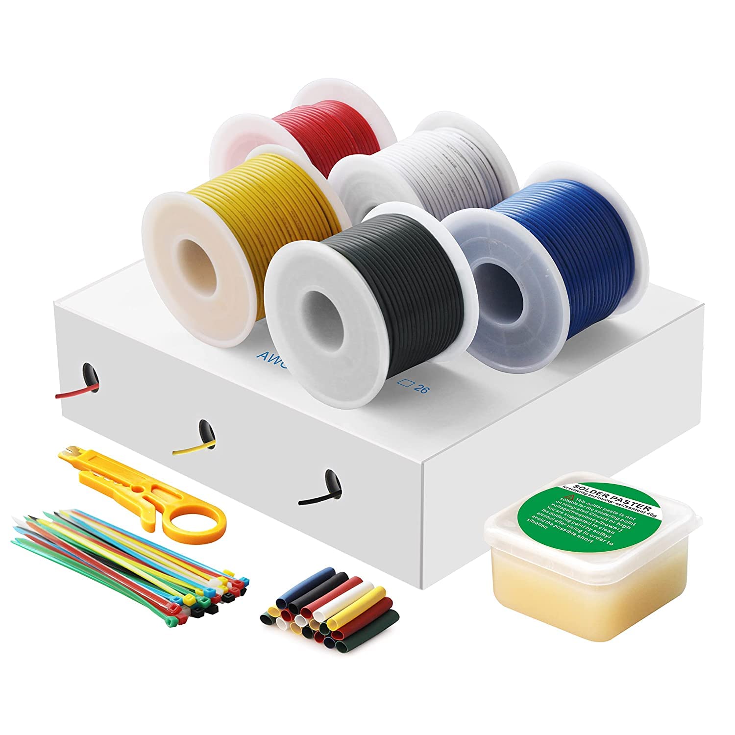 Electrical Wire-HuLuWa 0.34mm² 22 AWG PVC Electrical Wire 5 Colors(8 Meters/26Feet Each) Copper Wire Stranded Wire,Hook up Kit,for DIY Ships,Lamps,Household Appliances,Meters Ect. — image 1