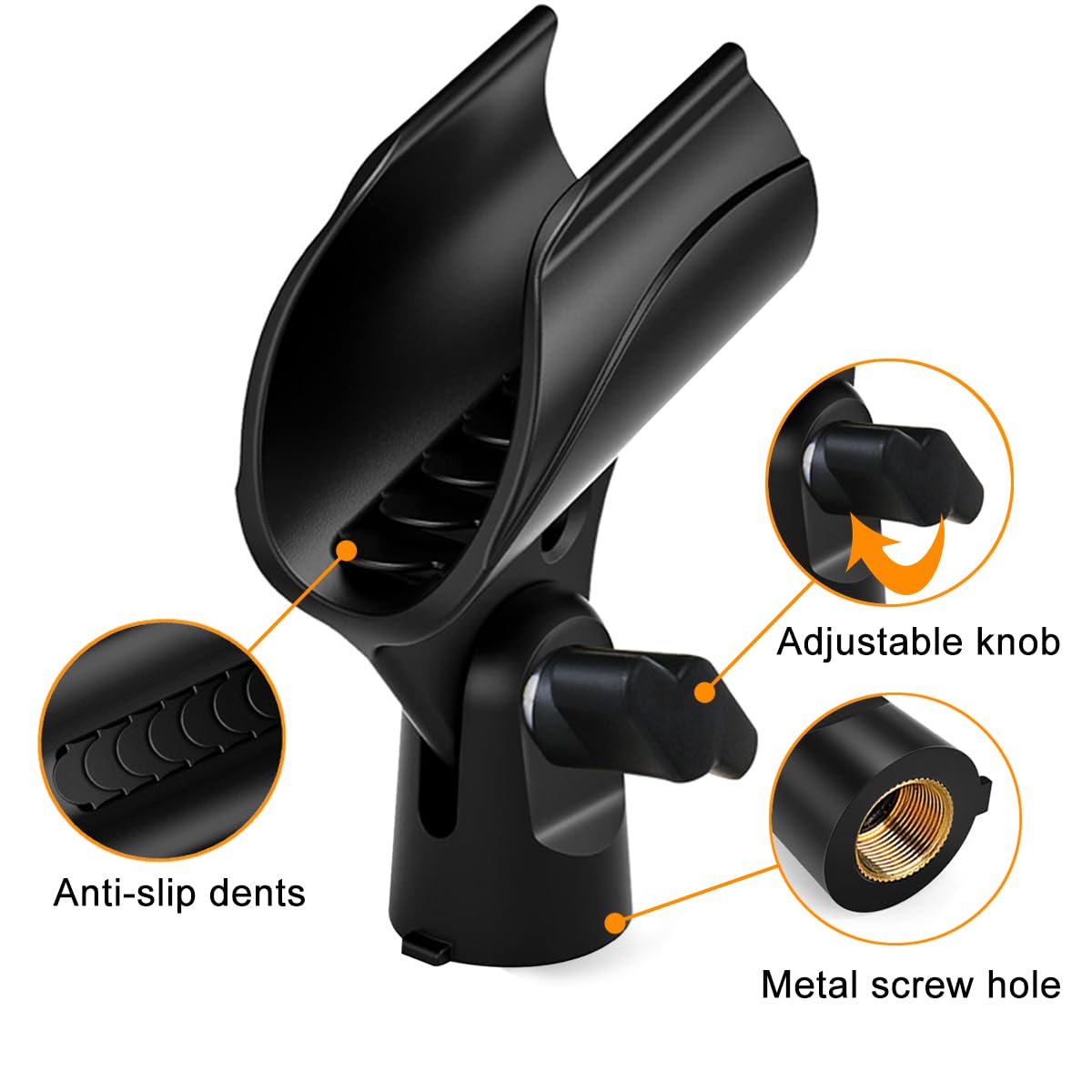 2 Pcs Universal Microphone Clip, Adjustable Mic Clip Holder for Mic Stand, Come with 5/8