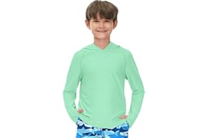 BesserBay Boys Sun Protection Hooded Long Sleeve Thumb Holes Rashguard Shirt 1-14 Years
