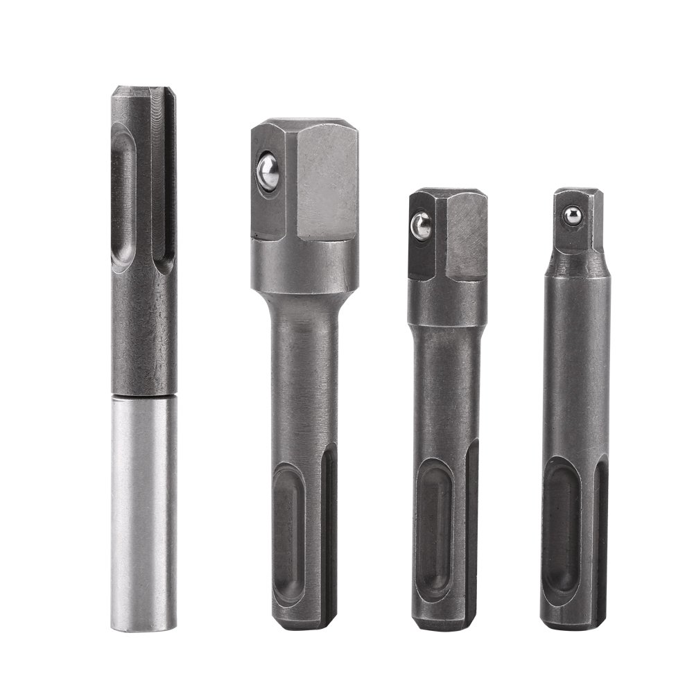 Photo 1 of 4 pcs SDS Plus Socket Adapter Set,1/4" Hex Socket Adaptor 1/4" 3/8" 1/2" Impact Socket Extension Connector Power Drill Bit Adapter